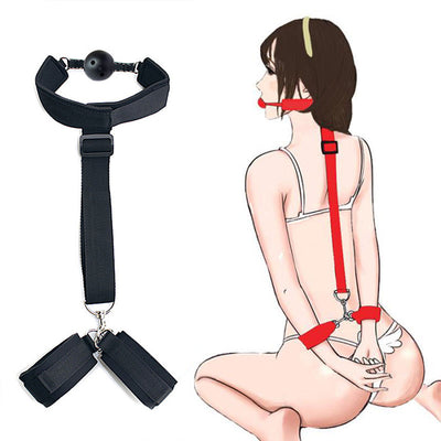 Babydoll Handcuffs& Ankle Cuffs Mouth Ball BDSM Bondage Set Sexy Lingerie Transparent Panties Sexy Costumes Erotic Underwear Set