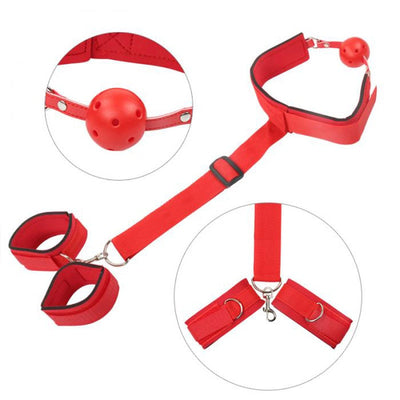 Babydoll Handcuffs& Ankle Cuffs Mouth Ball BDSM Bondage Set Sexy Lingerie Transparent Panties Sexy Costumes Erotic Underwear Set