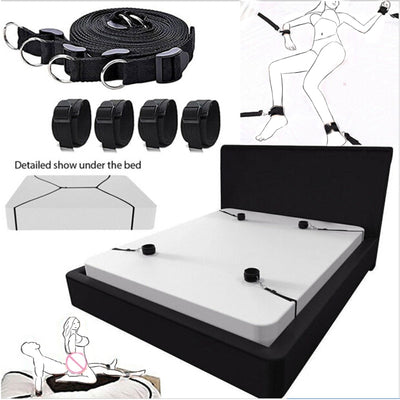 Bdsm Bondage Set Under Bed Restraint Strap System Adults Wrists & Ankle Cuffs Sex Toys For Woman Couples Gags & Muzzles