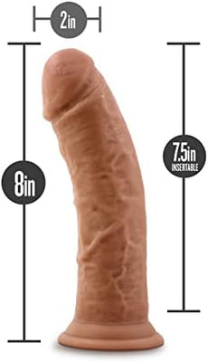 Blush Dr. Skin Glide 8" Self-Lubricating Dildo - Real Feel Skin Realistic Penis, Suction Cup, O-Ring Compatible, Vagina & Anal Cock, Body Safe - Adult Sex Toy Penis for Women, Men, Couples - (Mocha)