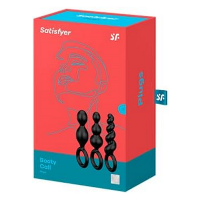 Satisfyer Booty Call Plugs | 3-Piece Silicone Plug Set | 13.5-14 cm | Waterproof (IPX7) | Skin-Friendly Silicone | Sex Toy for Beginners and Advanced Users (Black)