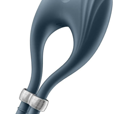 Satisfyer Duelist Vibrating Cock Ring - Size Adjustable Penis Ring with Clitoral Stimulator for Longer, Stronger Erections, Erection Enhancing, Vibration - Waterproof, Rechargeable (Dark Blue)