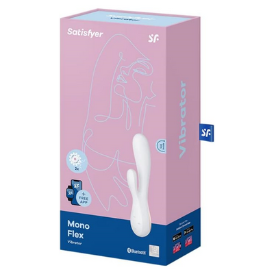 Satisfyer Mono Flex Connect App Vibrator Sex Toy | Adult Toys for Women | Rabbit Vibrator + APP | Vibrating Sexual Pleasure Device | Stimulation Vibrators | Woman Sextoy (White)
