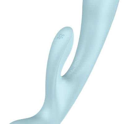 Satisfyer Triple Oh Vibrator Sex Toy | Adult Toys for Women | Multi Vibrator with 2 x 12 Vibration Modes | Vibrating Sexual Pleasure Device | Stimulation Vibrators | Female Wellness Tools (Blue)