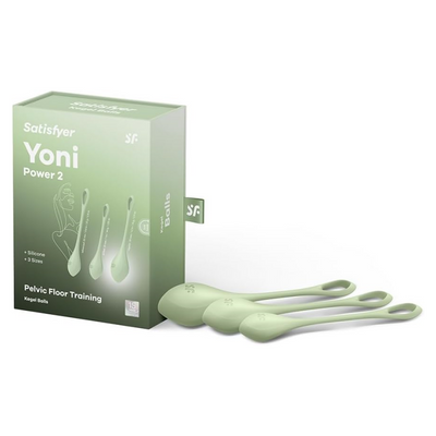 Satisfyer Yoni Power 2 Kegel Balls - Kegel Exercise Weights, Ben Wa Balls, Pelvic Floor Training, Tightening, Ideal for Beginners, 3-Piece Set (Light Green)