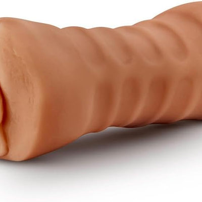 Blush Novelties M for Men by - Ultra Soft Realistic Vagina Masturbator Stroker - Single Speed Vibrating Bullet Included - Open Ended, Ribbed & Tight, Engulfs Your Penis - Pocket Sized Male Sex Toy