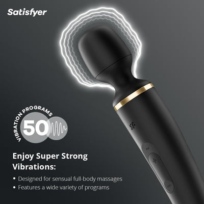 Satisfyer Wand-er Woman Vibrator Sex Toy | Adult Toys for Women | Wand Vibrator in XXL Size | Vibrating Sexual Pleasure Device | Stimulation Vibrators | Woman Sextoy (Black)