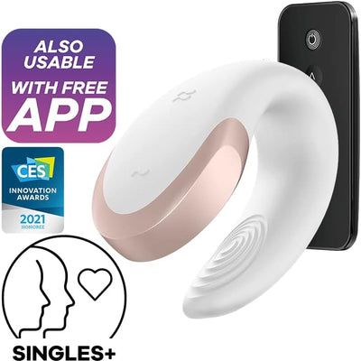Satisfyer Double Love Connect App Vibrator Sex Toy | Adult Toys for Women | Best Couple Vibrator | Vibrating Sexual Pleasure Device | Stimulation Vibrators | Woman Sextoy (White)
