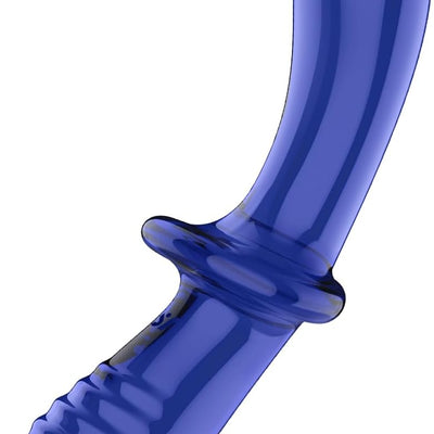 Satisfyer Double Crystal | Glass Dildo | Hot & Cold Temperature Play | Double-Ended| 2 Textured Shafts | Vaginal, Clitoral and Anal Stimulation | Unisex (Light Blue)