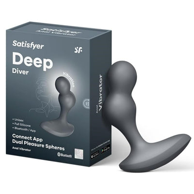 Satisfyer Deep Diver Anal Vibrator with App Control - Vibrating Anal Sex Toy, Butt Plug, Prostate Stimulator Toys, Anal Dildo - Compatible with Satisfyer App, Waterproof, Rechargeable (Dark Grey)