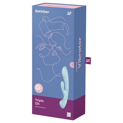 Satisfyer Triple Oh Vibrator Sex Toy | Adult Toys for Women | Multi Vibrator with 2 x 12 Vibration Modes | Vibrating Sexual Pleasure Device | Stimulation Vibrators | Female Wellness Tools (Blue)