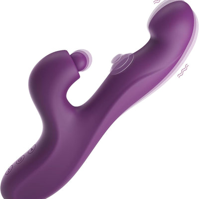 Tracy's Dog Clitoral Thumping Rabbit Vibrator for Women Clit G Spot Stimulation, Triple Vibrating Dildo Stimulator with 3 x 5 x 10 Modes, Adult Sex Toys with Heating for Couples (Purple)
