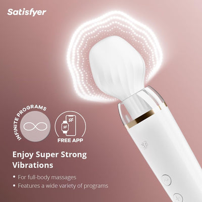Satisfyer Double Wand-er | Vibrator | XXL Size | Personal Massager | Full Body | Connect App | G-Spot | Clitoris Stimulation | 2 Interchangeable Heads | Waterproof (IPX7) | Rechargeable Battery | Skin