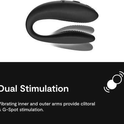 We-Vibe Sync Go Couples Vibrator with Travel Case | Wearable Vibrating Couples Adult Sex Toy | App Controlled G Spot & Clitoris Stimulator | Dual Stimulation with 10 Speeds | Rechargeable | Black