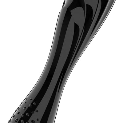 Satisfyer Dazzling Crystal 1 | 22 cm | G-Spot Dildo | Borosilicate Glass Dildo | Nubbed Structure for More Stimulation | Wide Shaft with Wavy Structure | Hot & Cold Temperature Play (Black)
