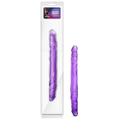 Blush Adult Sex Toys – B Yours 14 Inch Realistic Double Sided Dildo – Extra Long, Flexible, Dual-Ended Dong – G-Spot, Anal, Double Penetration – Lesbian, Women, Men, Couples – Soft PVC – Purple