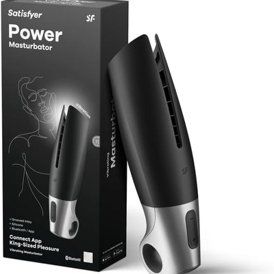 Satisfyer Power Masturbator Connect App | Vibrating Masturbator | 14 Vibration Settings | Grooved Texture | Waterproof (IPX7) | Skin-Friendly Silicone