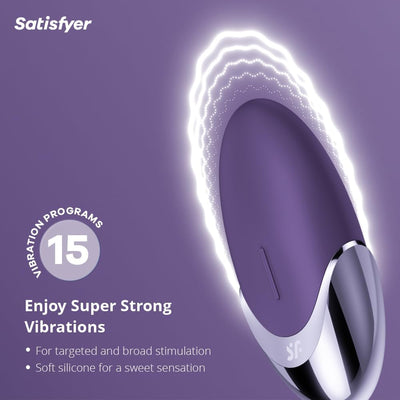 Satisfyer Purple Pleasure | Lay-on Vibrator | Clitoral Stimulation | 15 Vibration Programs | Waterproof (IPX7) | Rechargeable Battery | Skin-Friendly Silicone