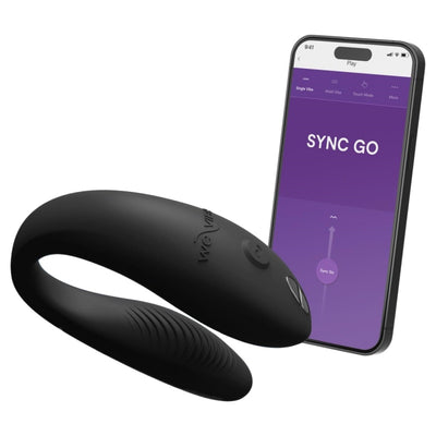 We-Vibe Sync Go Couples Vibrator with Travel Case | Wearable Vibrating Couples Adult Sex Toy | App Controlled G Spot & Clitoris Stimulator | Dual Stimulation with 10 Speeds | Rechargeable | Black