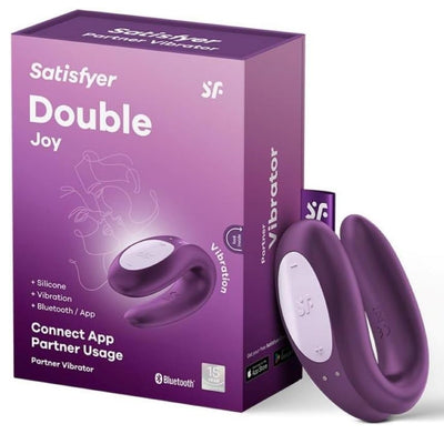 Satisfyer Double Joy Connect App | Partner Vibrator | 2 Strong Power Motors | Waterproof (IPX7) | Rechargeable Battery | Skin-Friendly Silicone (Violet)