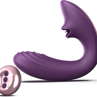 Tracy's Dog Clitoral Licking G Spot Vibrator, Tongue Adult Toys with Remote Control for Women Couple Play, Vibrating Sex Toy for Double Stimulation with 7 Licking & 10 Vibration Patterns, Purple