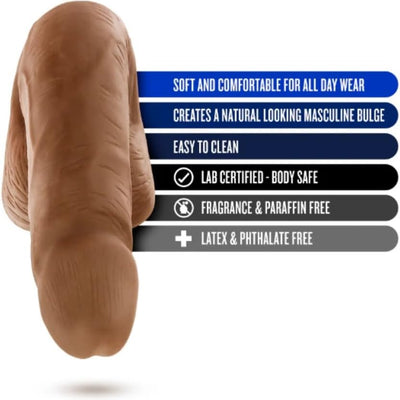 Blush Performance 5" Packer, 1.25" Thick Soft Prosthetic Flaccid Shaft & Balls, Gender Affirmation Realistic Bulge FTM Trans Men - Comfortable All-Day Wear Packer Underwear Gear Adult Sex Toy -(Mocha)