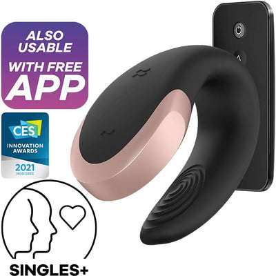 Satisfyer Double Love Connect App Vibrator Sex Toy | Adult Toys for Women | Best Couple Vibrator | Vibrating Sexual Pleasure Device | Stimulation Vibrators | Woman Sextoy (Black)
