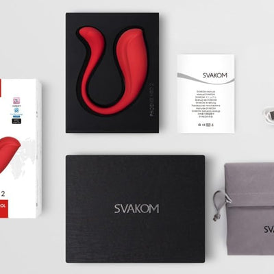 SVAKOM Phoenix Neo 2 Interactive Rechargeable Silicone Couple's Vibrator with Remote Control - Red - Get More Connected Than Ever!