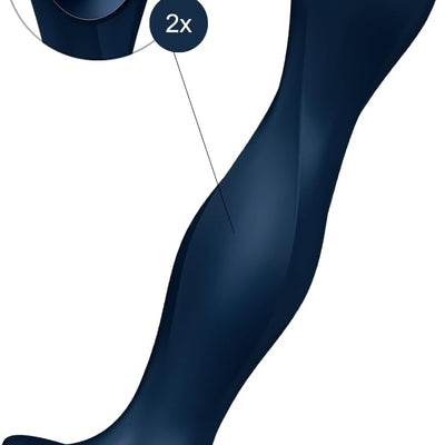 Satisfyer Double Ball-R | Weighted Dildo | Vaginal and Anal Stimulation | Suction Cup Base | Unisex | Body-Friendly Silicone (Dark Blue)