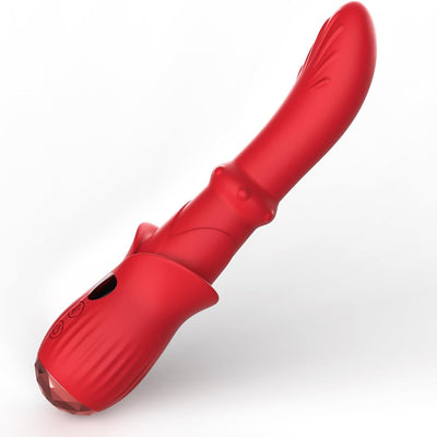 Tracy's Dog Powerful G Sopt Vibrator, LED Display Adult Toy Dildo with 9 Come-Hither & Vibrating & Up-Down Sliding Modes, Silicone Sex Toys for Women Clitoral Anal Stimulation (Placit), Red