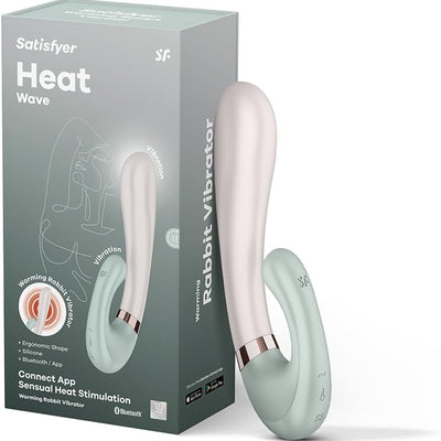 Satisfyer Heat Wave Connect App Vibrator Sex Toy | Adult Toys for Women | Rabbit Vibrator + Heat + APP | Vibrating Sexual Pleasure Device | Stimulation Vibrators | Woman Sextoy (Mint)
