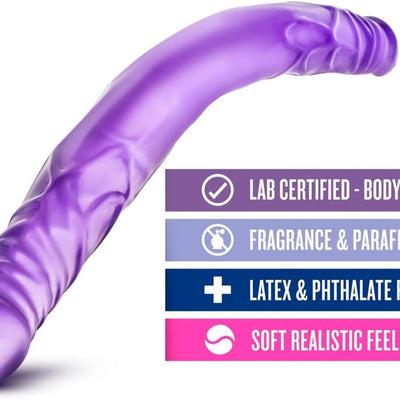 Blush Adult Sex Toys – B Yours 14 Inch Realistic Double Sided Dildo – Extra Long, Flexible, Dual-Ended Dong – G-Spot, Anal, Double Penetration – Lesbian, Women, Men, Couples – Soft PVC – Purple