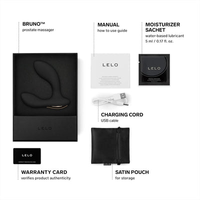 LELO Bruno Prostate Massager Male, Vibrating Butt Plug, Anal Sex Toy, Male Vibrator, Anal Massager, Anal Vibrator with Dual Motors and 6 Vibration Settings, Vibrating Anal Plug, Black