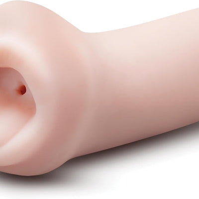 Blush X5 Men Jasmine's Hot Mouth 5.25" Masturbator - Realistic Deep Throat Pocket Stroker - Silicone Soft Oral Blowjob Sleeve, Textured Ribbed, Open-Ended, Body-Safe Adult Sex Toys for Men - (Beige)
