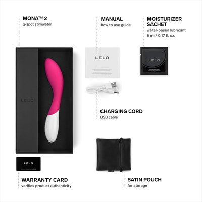 LELO Mona 2 G Spot Vibrator for Women, G Spot Toy for Discrete Pleasure, Curved Vibrator Sex Toy for G Spot, Adult Toy with 6 Intensity Modes, Cerise