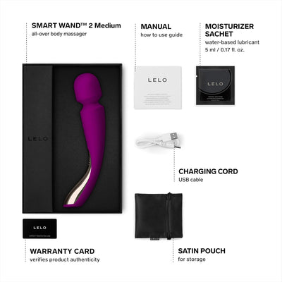 LELO Smart Wand 2 Medium Personal Wand Massager Tension Releasing Muscle and Body Massager, Waterproof & Wireless Rechargeable Wand Vibrator, Personal Vibrator Wand for Her, Deep Rose