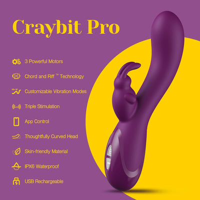 Tracy’s Dog Triple Stimulation Rabbit Vibrator with App Control - Adult Toy for Clitoral, G-Spot & A-Spot Pleasure, Customizable Vibrations, Deep Penetration Vibrating Dildo Sex Toys for Women Couples