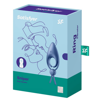 Satisfyer Sniper | Cock Ring | 12 Vibration Programs | Clitoral Stimulation | Power Motor | Adjustable for All Penis Sizes | Waterproof (IPX7) | Rechargeable Battery | Skin-Friendly Silicone (Blue)