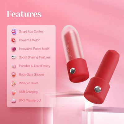 Tracy's Dog Mini Wand Vibrator for Women - APP Remote Control Adult Sex Toy for Solo or Couples - Discreet Lipstick Bullet Vibrator for G Spot, 10 Powerful Vibrating Modes Dildo Clitoral Stimulator