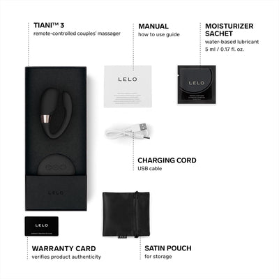 LELO TIANI 3, Couples Vibrator, Remote Controled Sex Toy for Adults, Couple Sex Toy Wireless and Hands-Free Vibrator Satisfaction Adult Sex Toys for Women and Men, Black