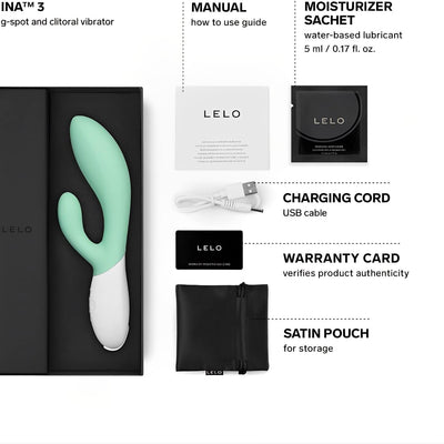 LELO INA 3 G Spot Rabbit Vibrator, Clitoral Rabbit Vibrator for Women with 10 Vibrating Modes and Waterproof Design, Sex Toys for Women, Seaweed