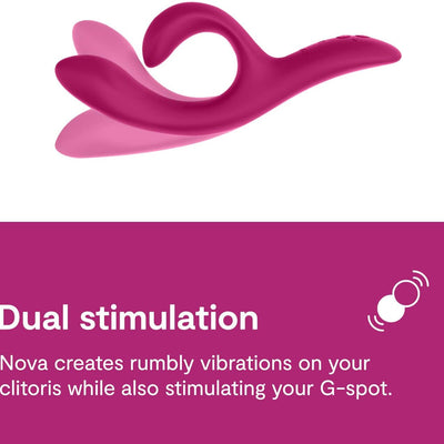 We-Vibe Nova 2 Dual Rabbit Vibrator for Women | Dildo Vibrator Adult Sex Toy | Female Clitoral Stimulator | G Spot Massager with 10 Vibration Modes | Remote App Control Sex Toy for Couples | Pink