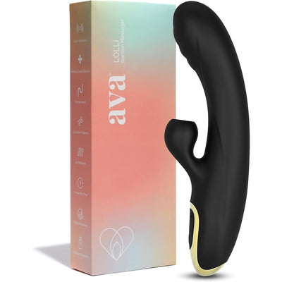 Ava Suction Lolli Dual-Function Vibrator - Sex Toys for All | G Spot Vibrator Personal Massager | Adult Toys for Couples Sex Toys | Women Sex Toy | Clitoral Stimulator | Gifts for Women [Black]