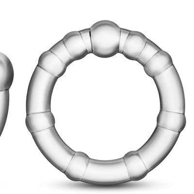 Blush Novelties Adult Sex Toys – Stay Hard Beaded Cock Ring Set – Super Elastic Erection Enhancer Penis Rings – Tear Resistant – One Size Fits All – Sexual Wellness Pleasure for Men, Couples – Clear