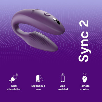 We-Vibe Sync 2 Couples Vibrator | Wearable Remote Control Vibrating Adult Sex Toy | App Controlled G Spot & Clitoral Stimulator | Dual Stimulation with 10 Speeds | Waterproof & Rechargeable | Purple