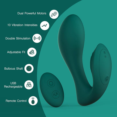 Tracy's Dog Clitoral G Spot Vibrator, Remote Control Adult Toys for Women Double Stimulation, Dual Motors Vibrating Sex Toy for Female Couple Play with 10 Vibrations