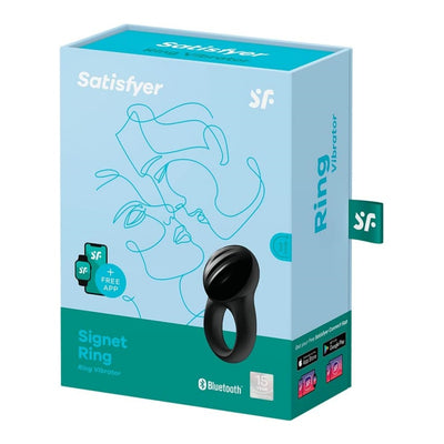 Satisfyer Signet Ring Vibrating Cock Ring with App Control - Vibration Silicone Penis Ring for Longer, Harder, Stronger Erections - Compatible with Satisfyer App, Waterproof, Rechargeable