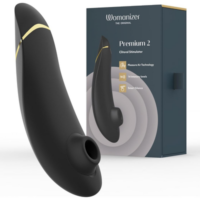 Womanizer Premium 2 Clitoris Vibrator for Women | Clit Sucker Adult Toys | Vibrating Adult Sex Toy | Clit Stimulator for Woman with 14 Suction Speeds | Waterproof Clitoral Stimulation Massager | Black