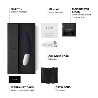 LELO Billy 2 Vibrating Prostate Massager, Anal Vibrator for Men with 8 Pleasure Settings, Smooth and Rechargeable Anal Plug, Anal Toys for Men, Mens Prostate Toy, Deep Blue
