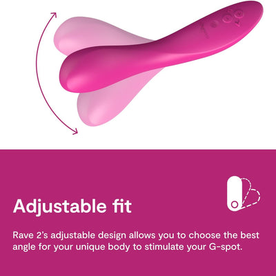 We-Vibe Rave 2 G Spot Vibrator | App Controlled G-Spot Stimulator Vibrator Dildo | Adult Sex Toy for Women & Couples | Personal Massager with 10 Vibration Modes | Waterproof & Rechargeable | Pink